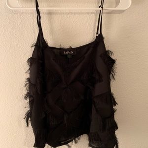 Blank feathered fabric top!